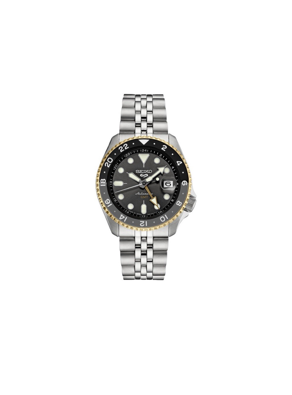 Seiko 5 Sports Automatic GMT 42.5mm Gray Dial Black and gold Bezel