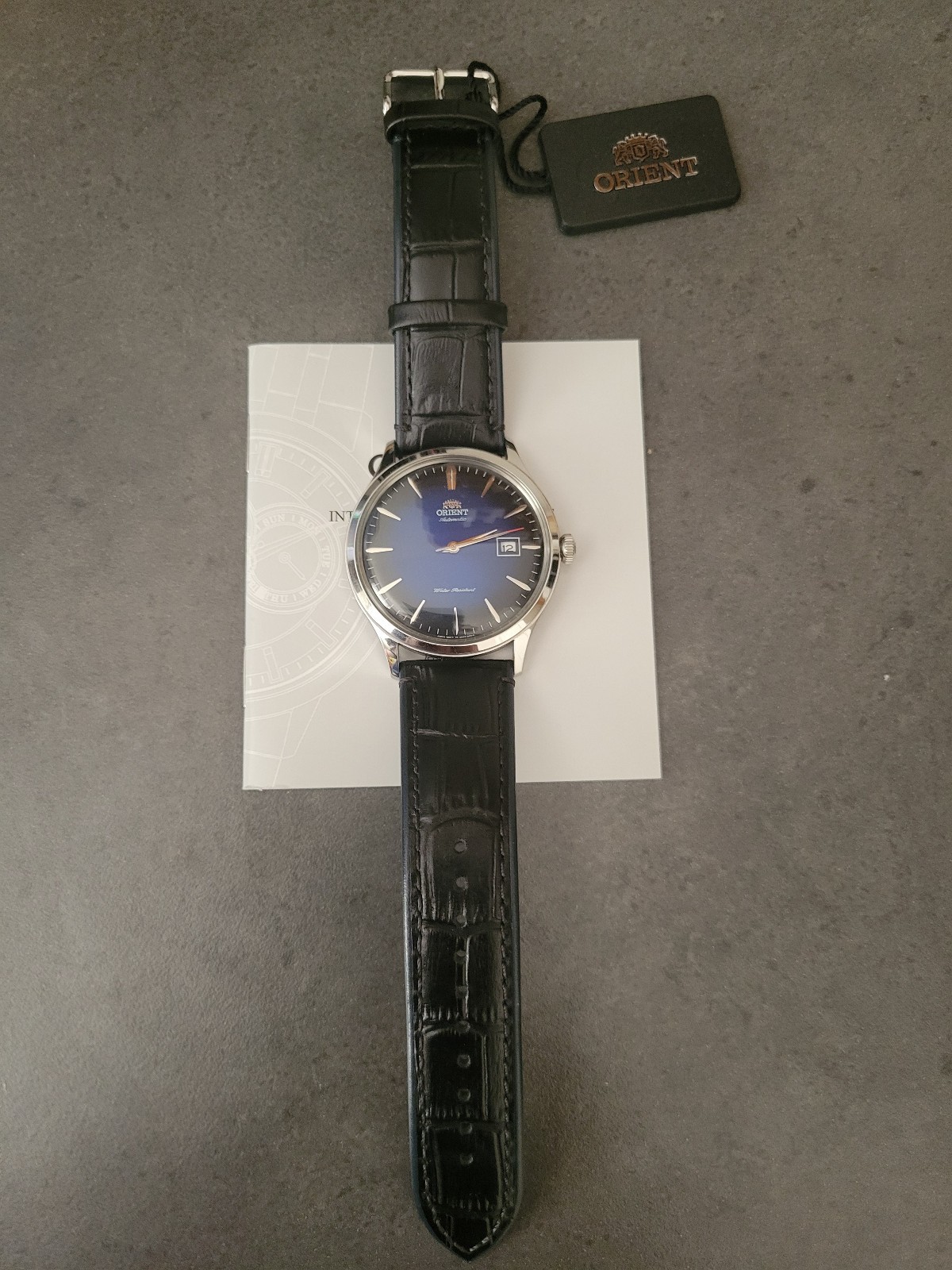 Orient Men’s ‘Bambino Version 4’ Japanese Automatic Stainless Steel and Leather