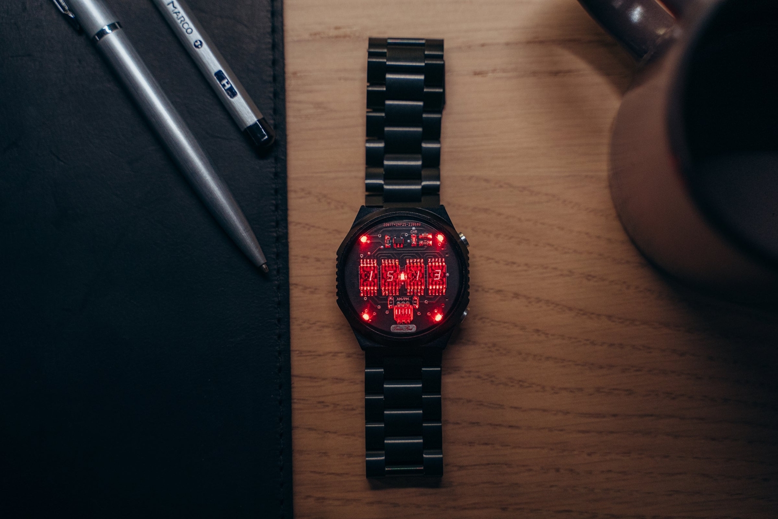 Retro LED Watch TimeRed (Splash Resistant, sapphire,metal ) Futuristic nixoid